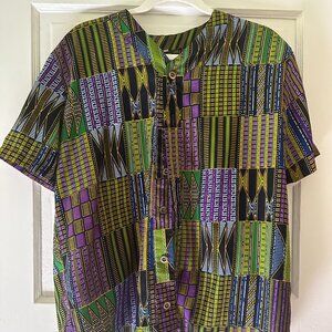 Tribal print button down